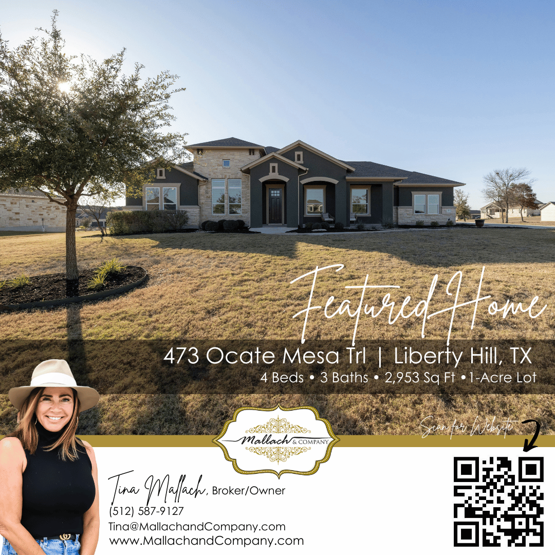 473 Ocate Mesa Trail Libert Hill TX - 473 Ocate Mesa Trl - Mallach and Company - Mallach and Company real estate - Tina Mallach - Liberty Hill homes for sale - Homes for sale in Liberty Hill